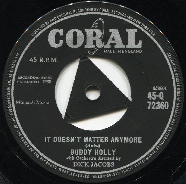 Buddy Holly - It Doesn't Matter Anymore / Raining In My Heart