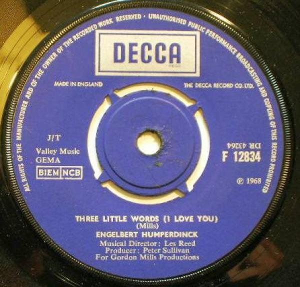 Engelbert Humperdinck - Three Little Words (I Love You) / Les Bicyclettes De Belsize