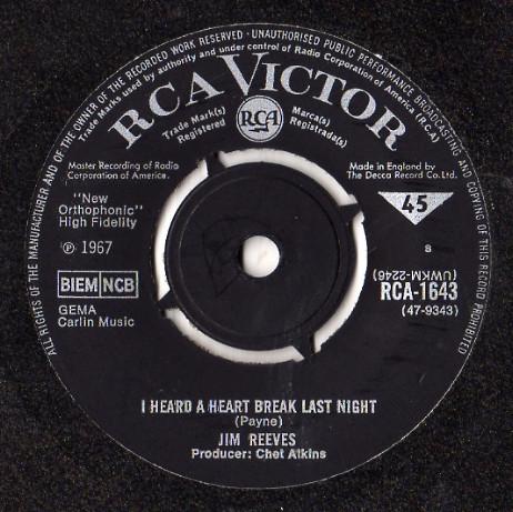 Jim Reeves - I Heard A Heart Break Last Night
