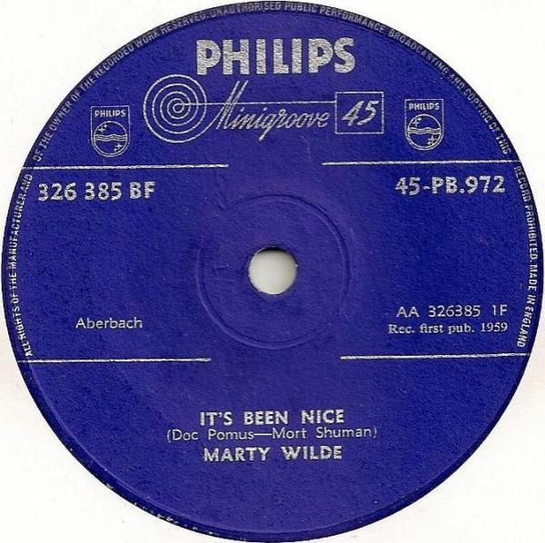 Marty Wilde - It's Been Nice / Bad Boy