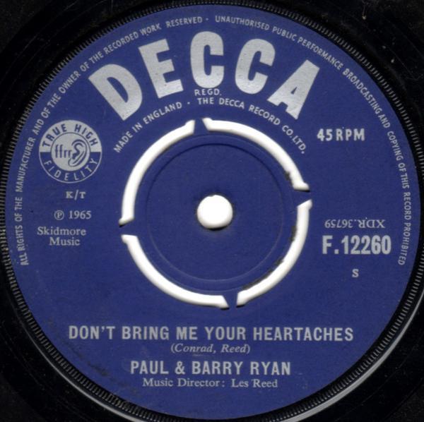 Paul & Barry Ryan - Don't Bring Me Your Heartaches