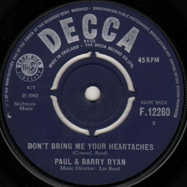 Paul & Barry Ryan - Don't Bring Me Your Heartaches