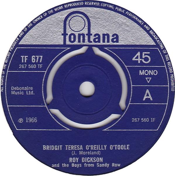 Roy Dickson, The Boys From Sandy Row - Bridgit Teresa O'Reilly O'Toole
