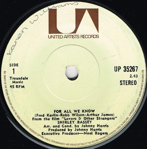 Shirley Bassey - For All We Know