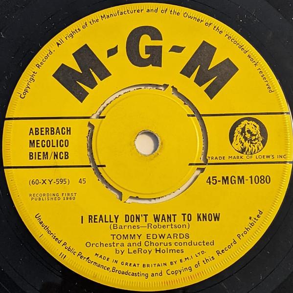 Tommy Edwards - I Really Don't Want To Know